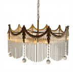 Vacarro Chandelier — Boho Brass & Glass Tiered Ceiling Light for Dining Room