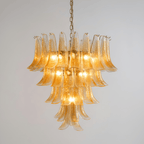 Amber Glass Petals Chandelier — Layered Petal Ceiling Light for Dining Room