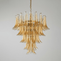 Amber Glass Petals Chandelier — Layered Petal Ceiling Light for Dining Room
