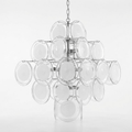 Disc White Glass Chandelier — Stacked White Glass Disc Light for Living Room