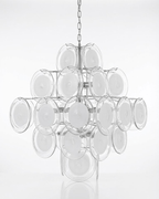 Disc White Glass Chandelier — Stacked White Glass Disc Light for Living Room