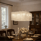 Crystal Frame Chandelier — Rectangular Crystal Ceiling Light for Dining Room