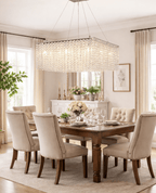 Crystal Frame Chandelier — Rectangular Crystal Ceiling Light for Dining Room