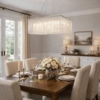 Crystal Frame Chandelier — Rectangular Crystal Ceiling Light for Dining Room