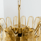 Amber Cascade Glass Chandelier — Tiered Amber Glass Ceiling Light for Dining Room