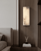 Alvia Alabaster Wall Light — Ribbed Stone Wall Sconce for Bedroom & Hallway