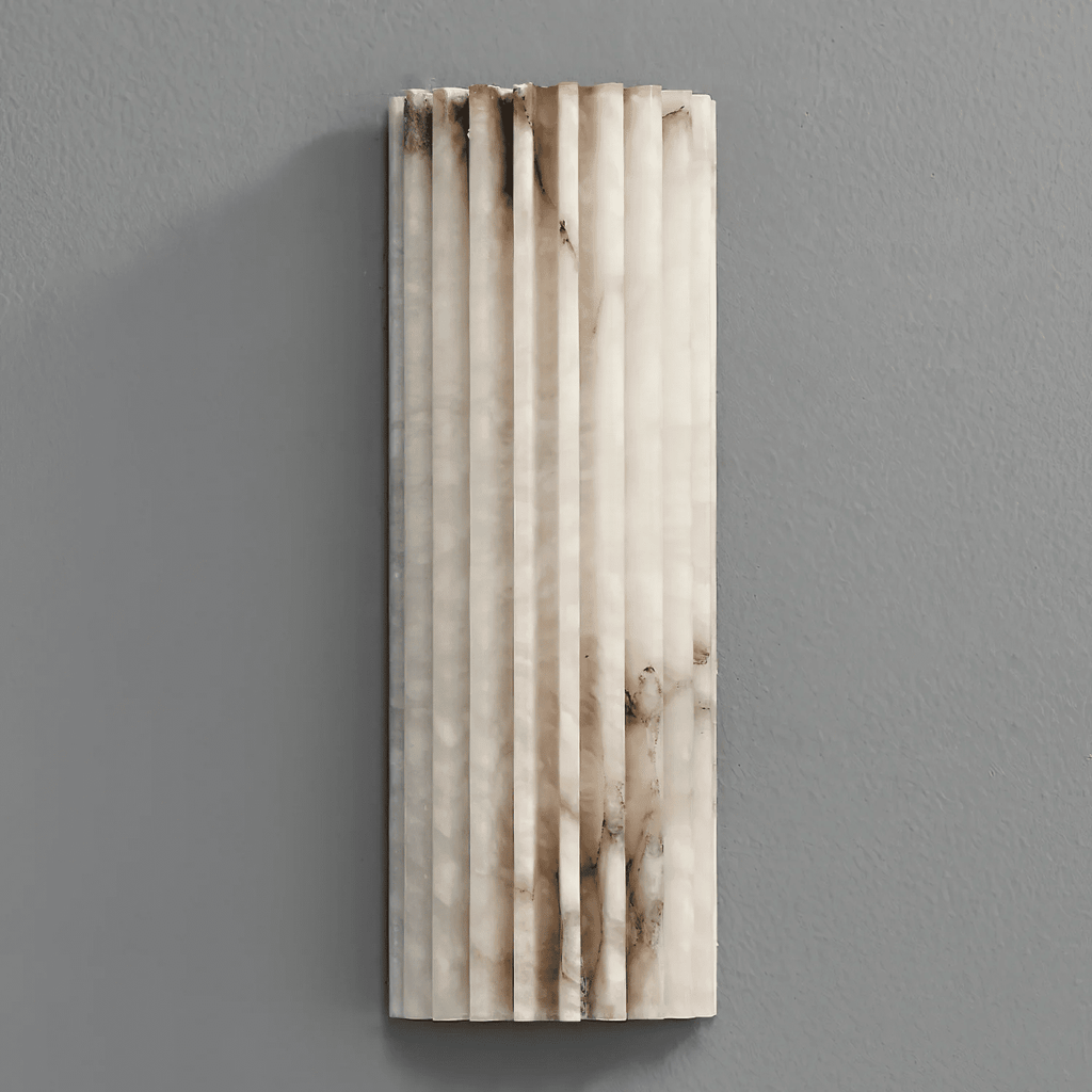 Alvia Alabaster Wall Light — Ribbed Stone Wall Sconce for Bedroom & Hallway