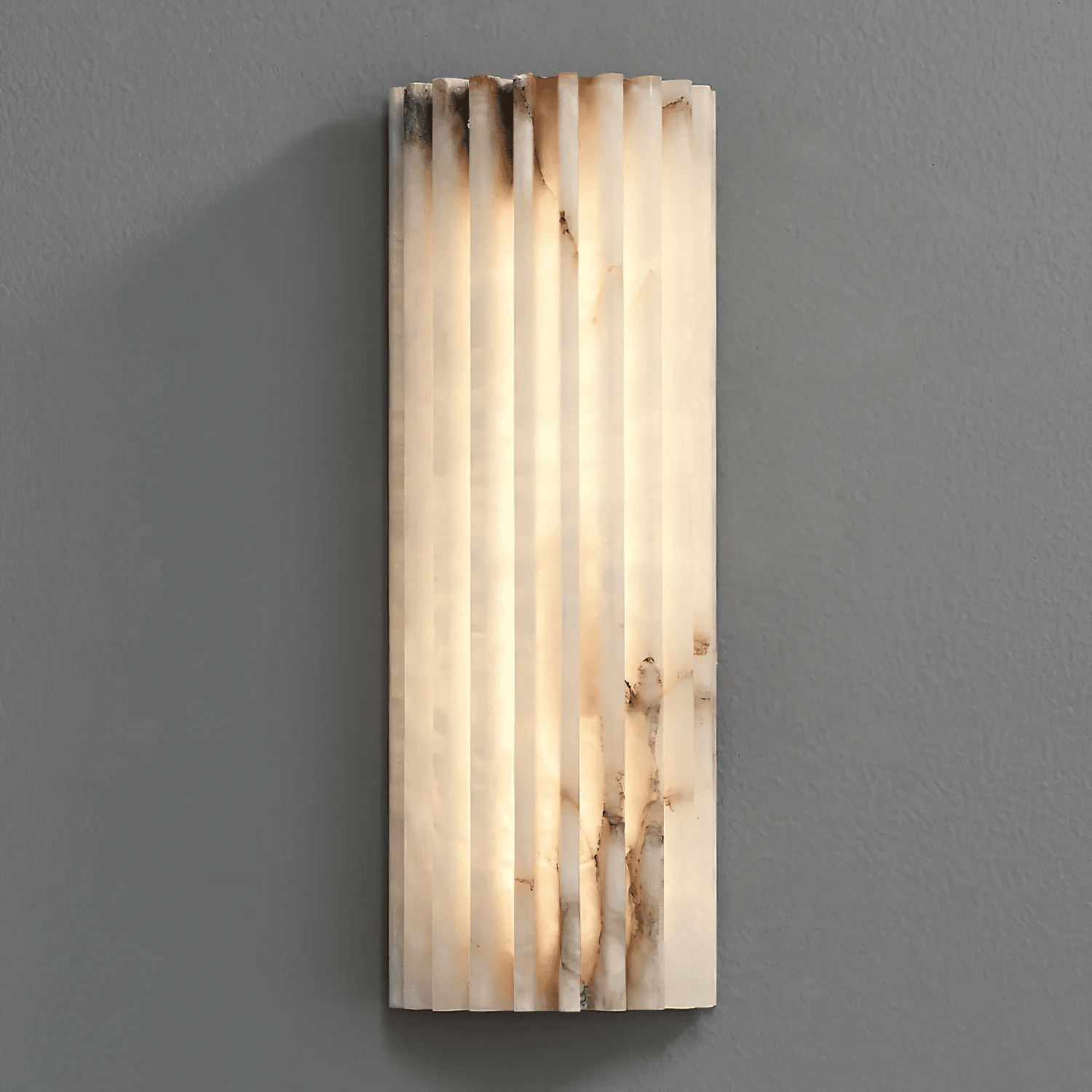 Alvia Alabaster Wall Light — Ribbed Stone Wall Sconce for Bedroom & Hallway