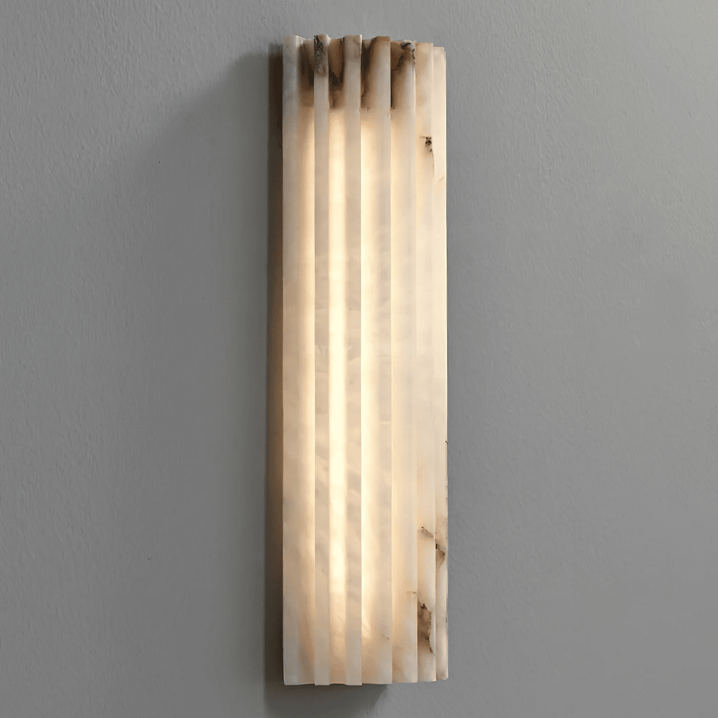 Alvia Alabaster Wall Light — Ribbed Stone Wall Sconce for Bedroom & Hallway