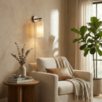Pillar Alabaster Plug-in Wall Sconce — Plug-In Stone Wall Light for Bedroom