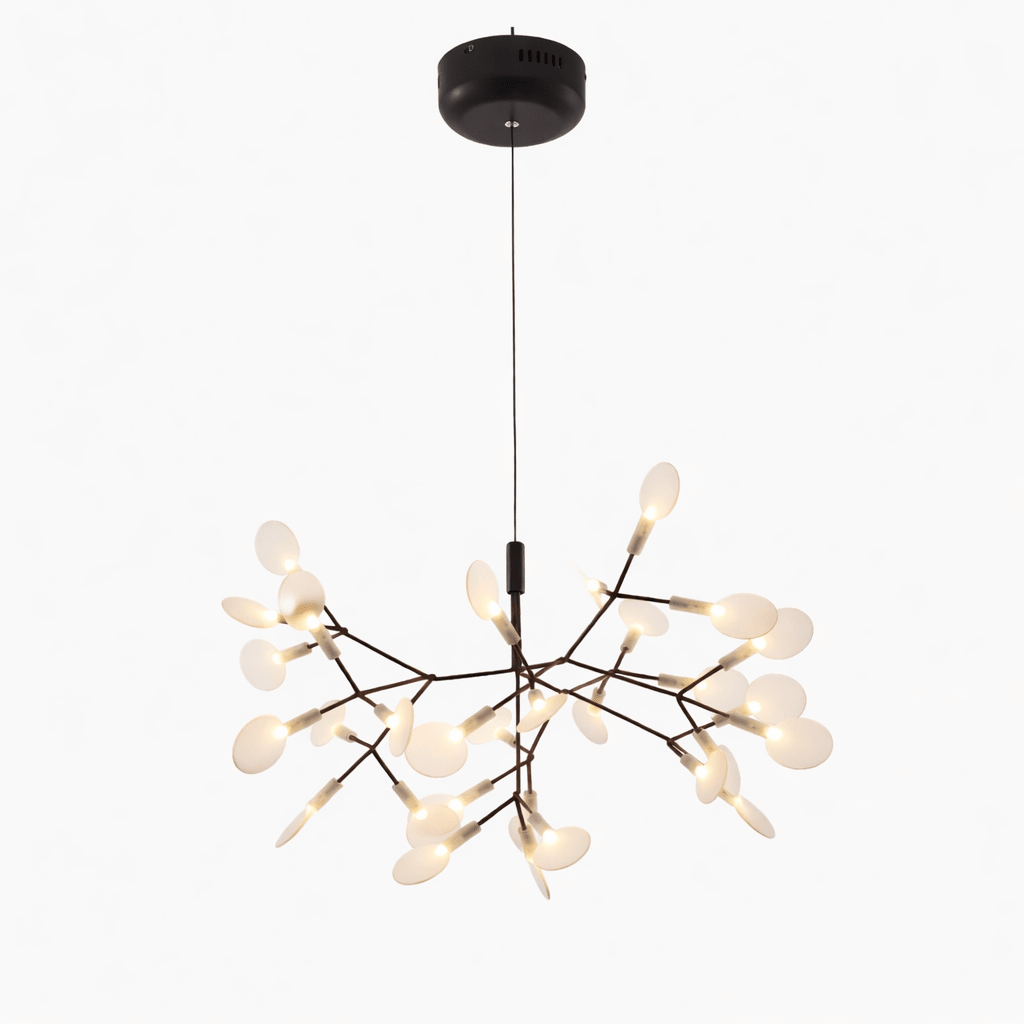 Black Firefly LED Chandelier — Branch Starburst Ceiling Light for Dining Room