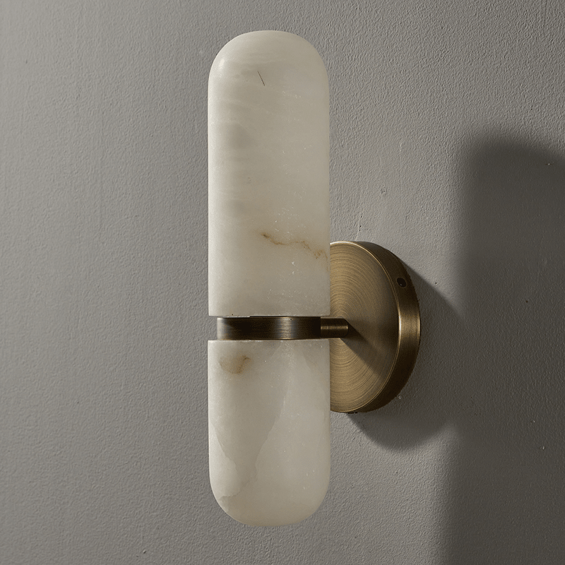 Alabaster Capsule Wall Sconce — Stone Cylinder Wall Light for Bedroom & Hallway