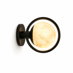 Celestial Ring Alabaster Wall Lamp — Brass Ring Stone Wall Light for Bedroom