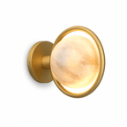 Celestial Ring Alabaster Wall Lamp — Brass Ring Stone Wall Light for Bedroom