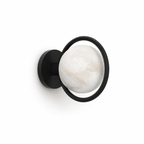 Celestial Ring Alabaster Wall Lamp — Brass Ring Stone Wall Light for Bedroom