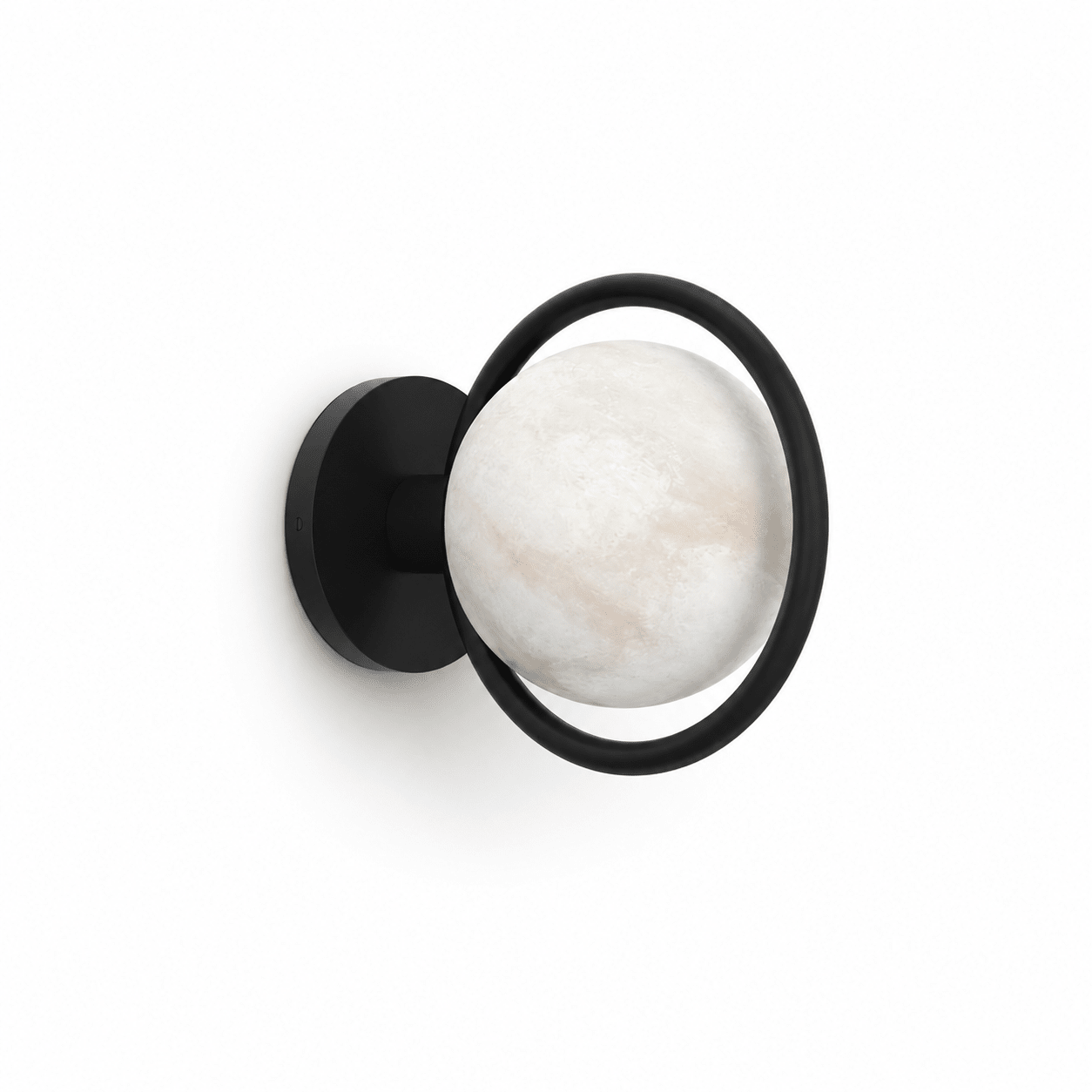 Celestial Ring Alabaster Wall Lamp — Brass Ring Stone Wall Light for Bedroom