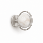 Celestial Ring Alabaster Wall Lamp — Brass Ring Stone Wall Light for Bedroom