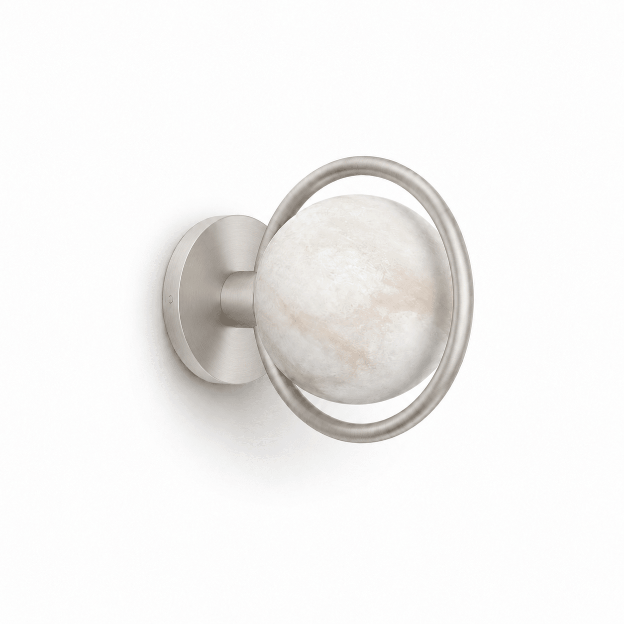 Celestial Ring Alabaster Wall Lamp — Brass Ring Stone Wall Light for Bedroom