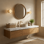 Celestial Ring Alabaster Wall Lamp — Brass Ring Stone Wall Light for Bedroom