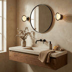 Celestial Ring Alabaster Wall Lamp — Brass Ring Stone Wall Light for Bedroom