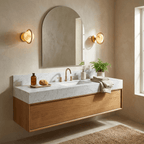 Celestial Ring Alabaster Wall Lamp — Brass Ring Stone Wall Light for Bedroom