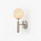 Globe Alabaster Wall Sconce — Stone Sphere Wall Light for Bedroom & Hallway