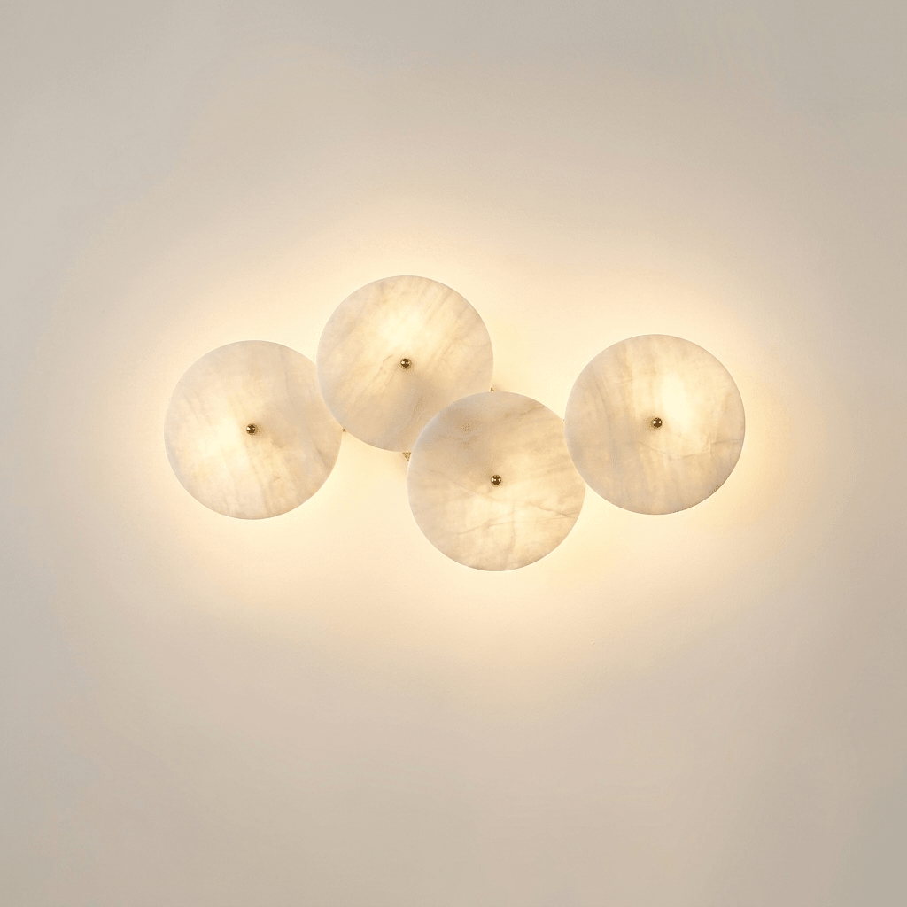 Cluster Alabaster Sconce — Molecular Stone Globe Wall Light for Bedroom