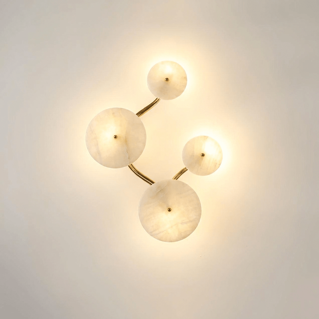 Cluster Alabaster Sconce — Molecular Stone Globe Wall Light for Bedroom