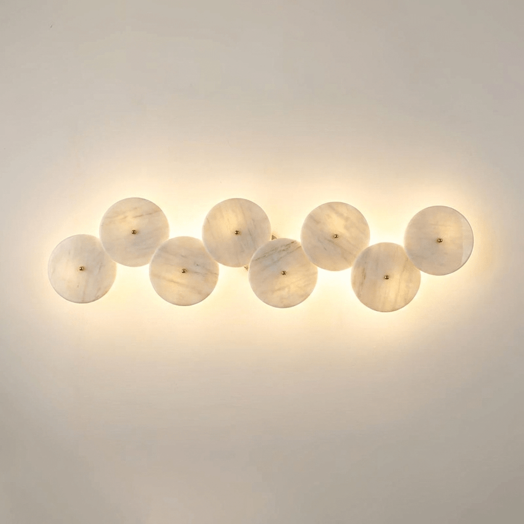 Cluster Alabaster Sconce — Molecular Stone Globe Wall Light for Bedroom