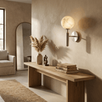 Globe Alabaster Wall Sconce — Stone Sphere Wall Light for Bedroom & Hallway