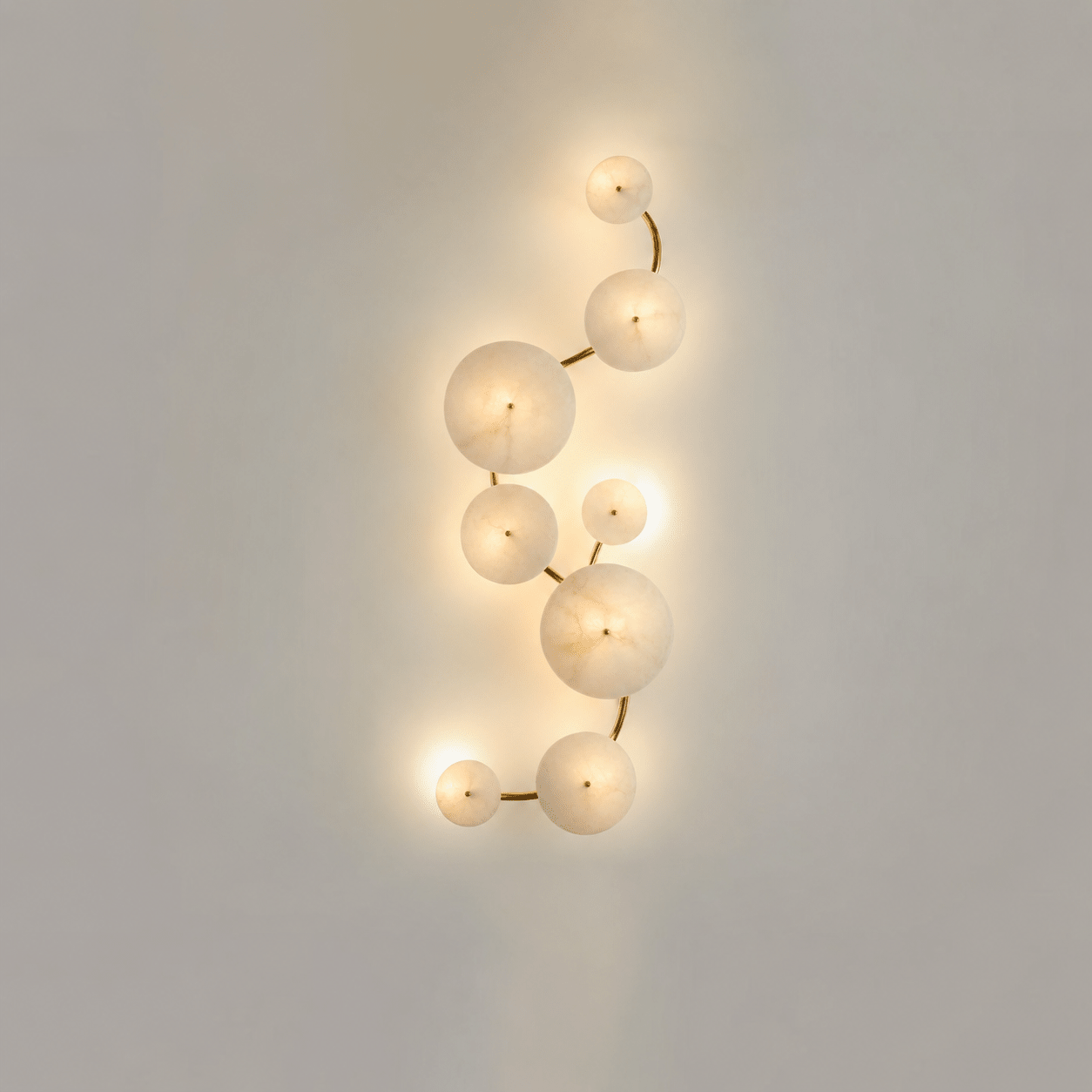 Cluster Alabaster Sconce — Molecular Stone Globe Wall Light for Bedroom