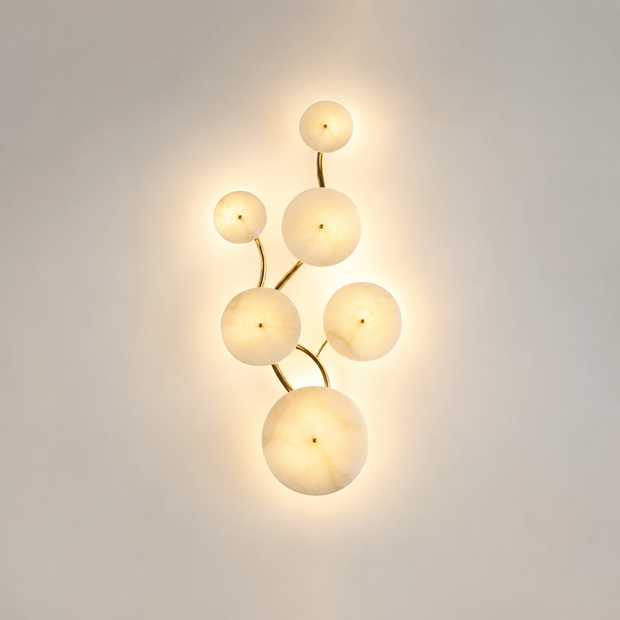 Cluster Alabaster Sconce — Molecular Stone Globe Wall Light for Bedroom