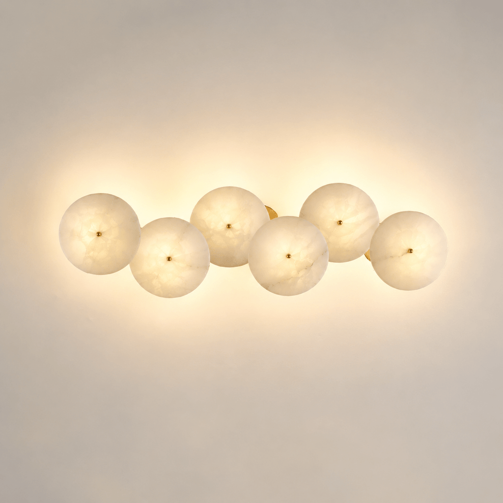 Cluster Alabaster Sconce — Molecular Stone Globe Wall Light for Bedroom