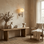 Globe Alabaster Wall Sconce — Stone Sphere Wall Light for Bedroom & Hallway