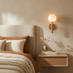 Globe Alabaster Wall Sconce — Stone Sphere Wall Light for Bedroom & Hallway
