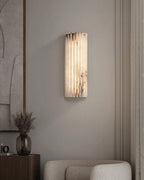 Alvia Alabaster Wall Light — Ribbed Stone Wall Sconce for Bedroom & Hallway