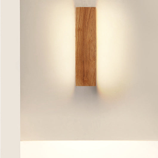 Solid Wood Strip LED Wall Sconce for Bedroom and Hallway