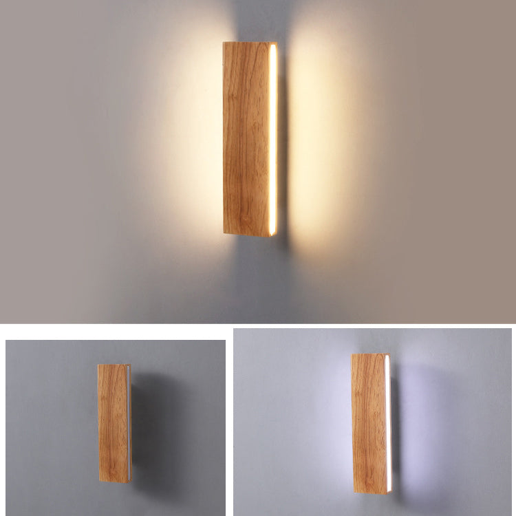 Solid Wood Strip LED Wall Sconce for Bedroom and Hallway