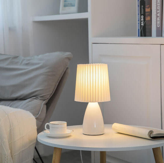 Pleated Glass Table Lamp for Bedroom