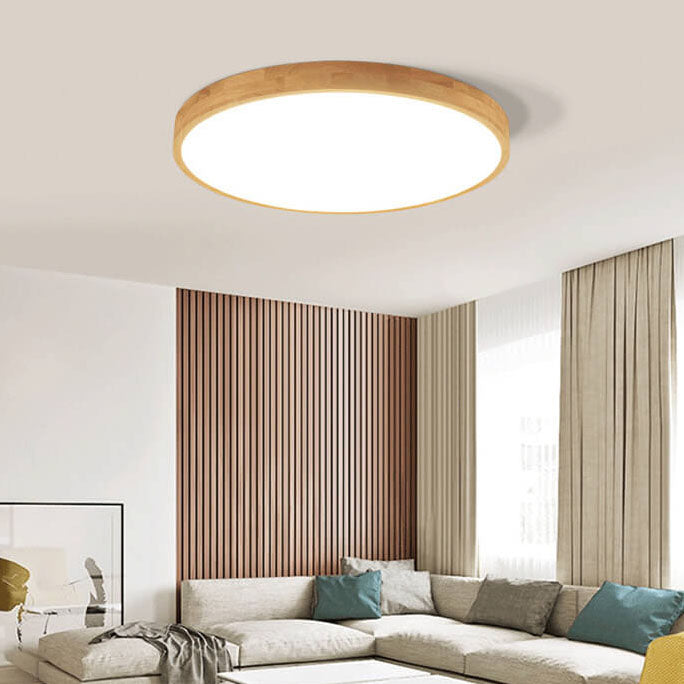 Ultra-Thin Wood LED Flush Mount Ceiling Light