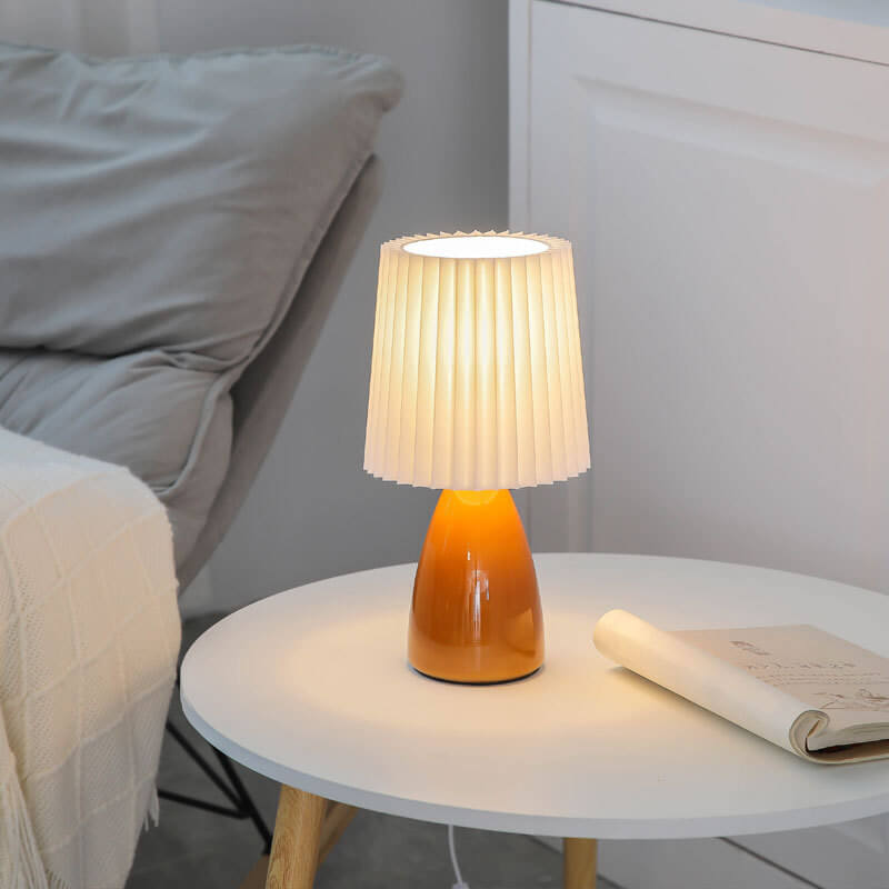 Pleated Glass Table Lamp for Bedroom