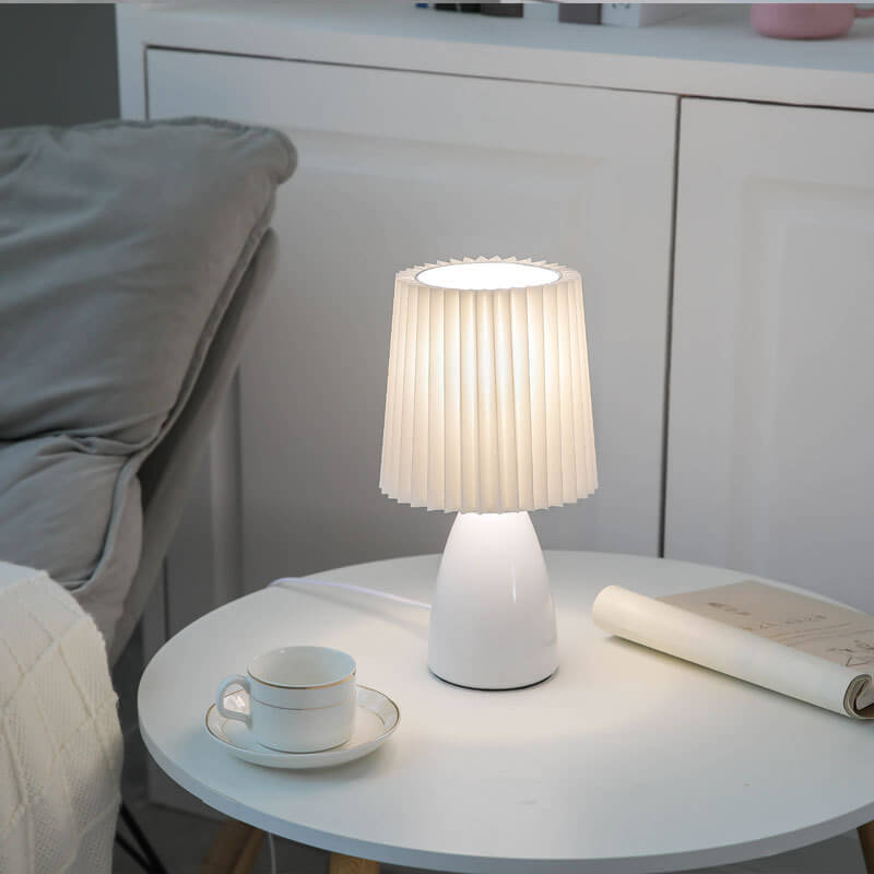 Pleated Glass Table Lamp for Bedroom