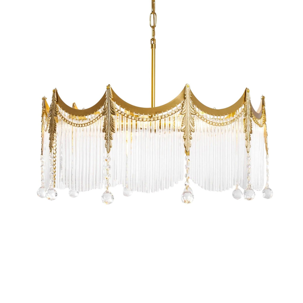 Vacarro Chandelier — Boho Brass & Glass Tiered Ceiling Light for Dining Room