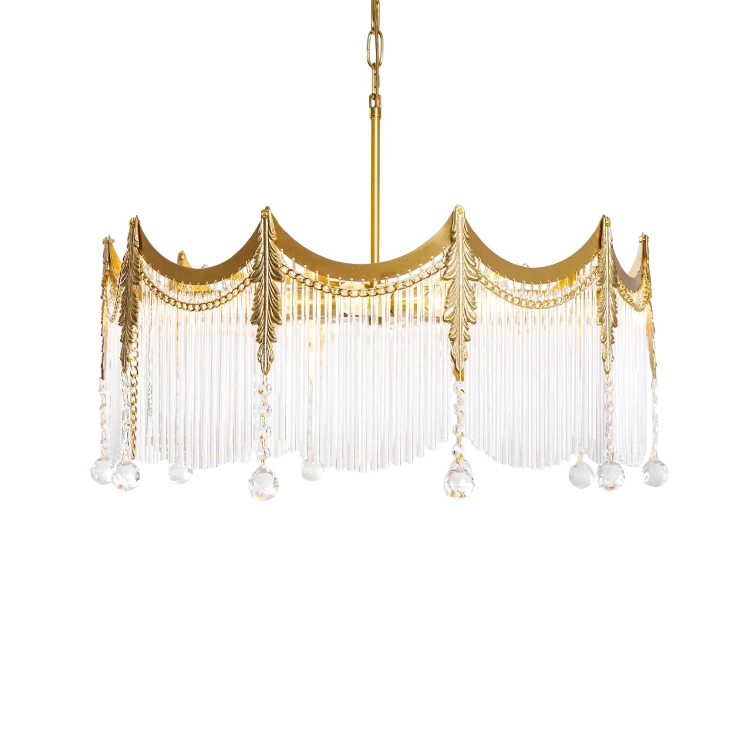 Vacarro Chandelier — Boho Brass & Glass Tiered Ceiling Light for Dining Room