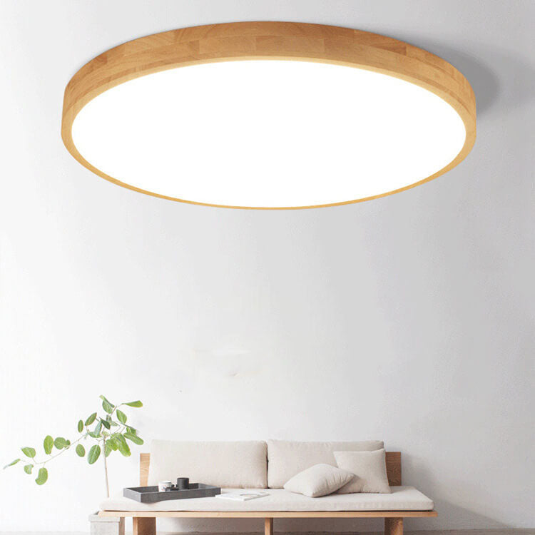 Ultra-Thin Wood LED Flush Mount Ceiling Light