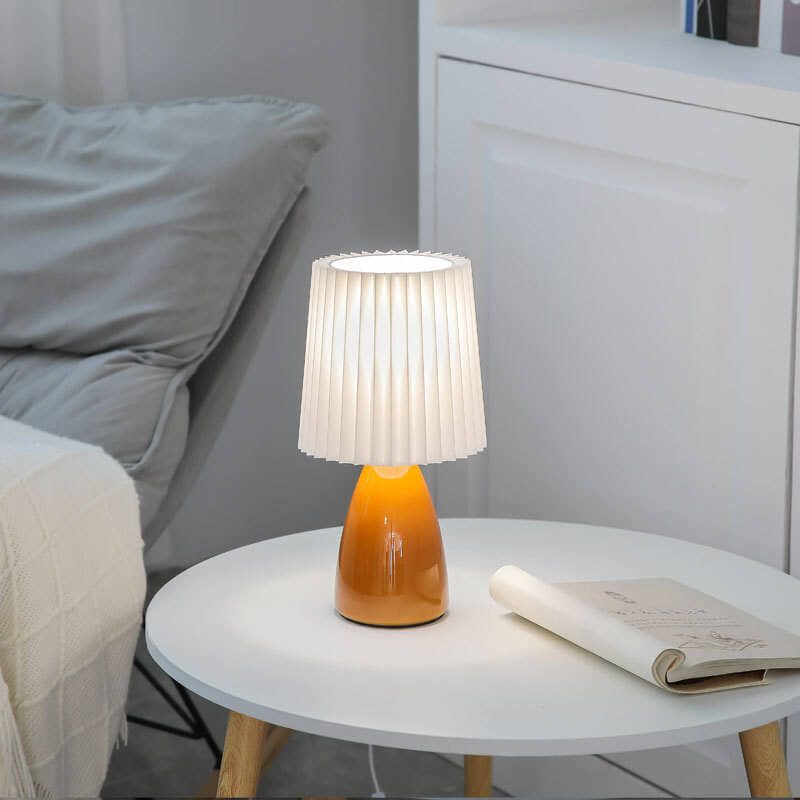 Pleated Glass Table Lamp for Bedroom