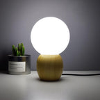 Solid Wood Glass Orb Table Lamp