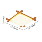 Japanese Wood Square LED Flush Mount Ceiling Light for Bedroom