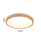 Wood Flush Mount Ceiling Light Round Acrylic Fixture for Bedroom