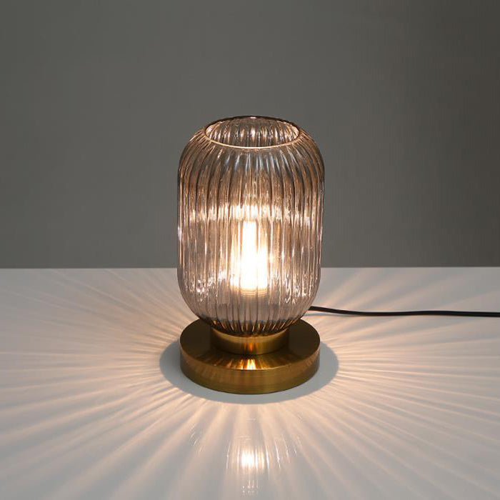 Striped Glass Table Lamp for Bedroom